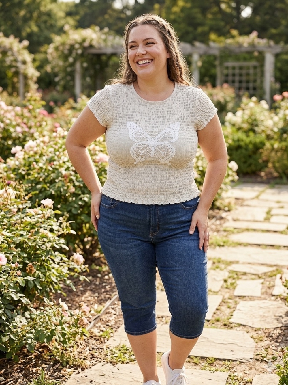 wild fable Cream Smocked Textured Top